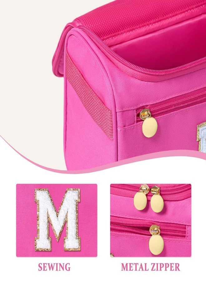 COSHAYSOO Hanging Toiletry Skin Care Bag Travel Size Spa Sleepover Party Supplies Gifts for Teen Girls Cheerleader Cheer Dance Recital Summer Camp Weekend Overnight Essentials Pink Initial Letter M - Image 4